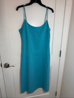 Nicole Miller Turquoise Slip Midi Dress with Double Spaghetti Straps